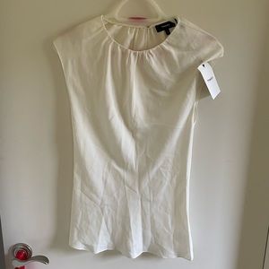 Theory cream sheer short sleeve blouse